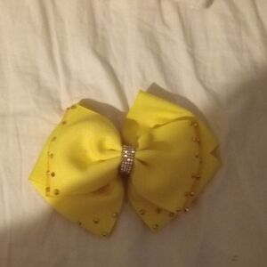 Yellow Bow Hair Clip with Gold Accents